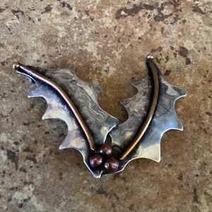 Vintage Gardella Brooch Sterling Silver Holly Leaf Berry Copper Pin 6g Signed
